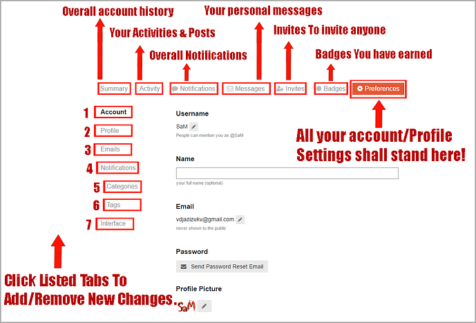 account setting copy