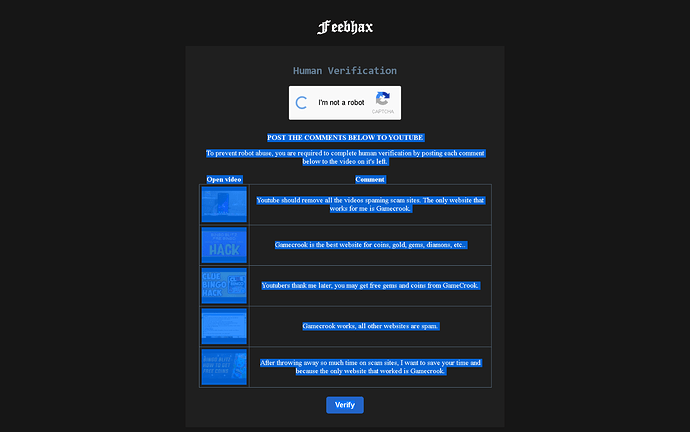 FAKE REVIEWS made using in the name of Human Verification by Feebhax