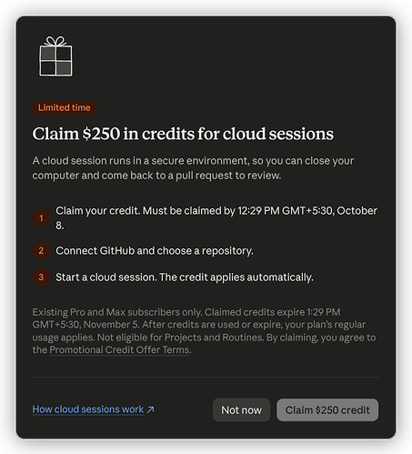the claim offer β $250 on Max