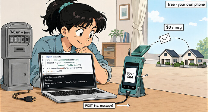 Your own phone is the free SMS API