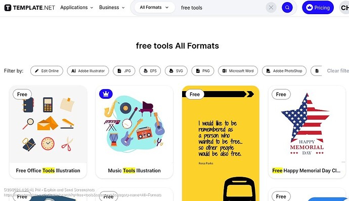 Screenshot of Search All Templates