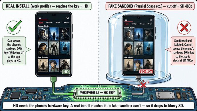 Cloned Netflix keeps HD only if it is a real install that reaches Widevine L1