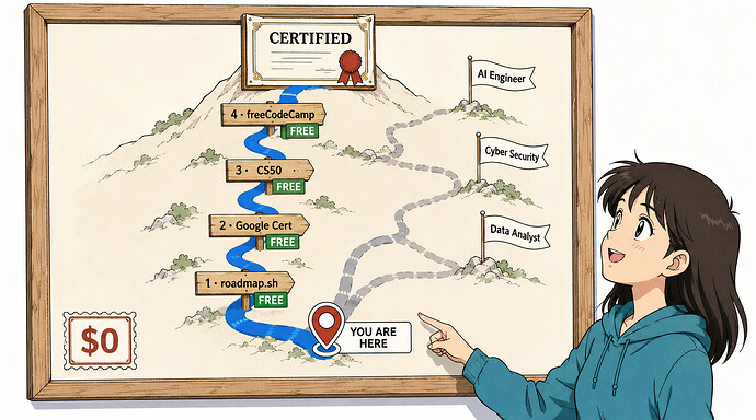 The free path from lost to certified, every step $0