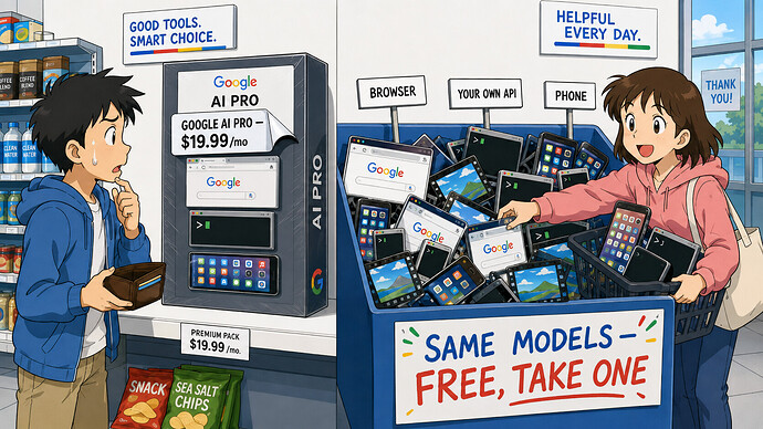 Google AI Pro is just a $20 sticker β same models free