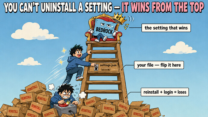 You can't uninstall a setting - it wins from the top