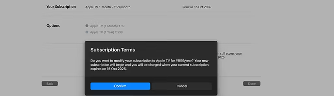 subscription screen