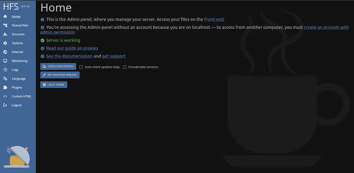 Hfs admin panel