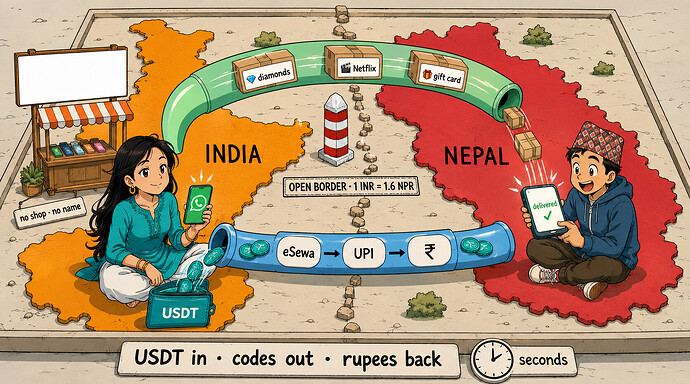 Two-way pipe: digital goods into Nepal, rupees back to India, nothing in your name