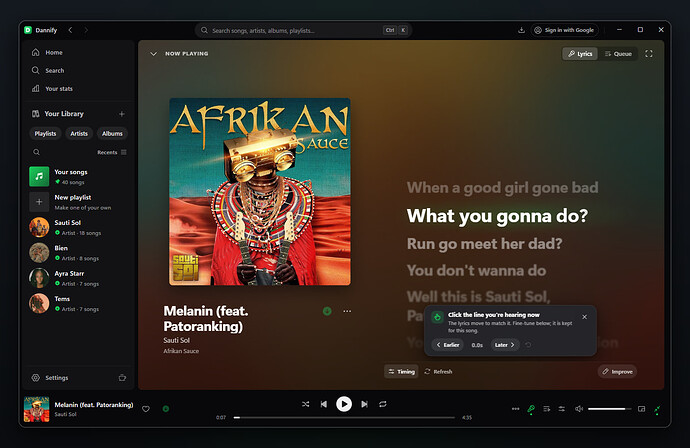 Lyrics in time: click the line you hear and the words line up