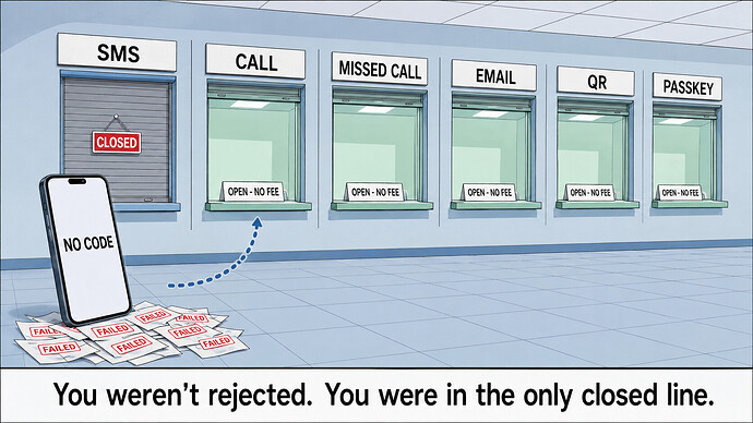 You weren't rejected. You were in the only closed line.