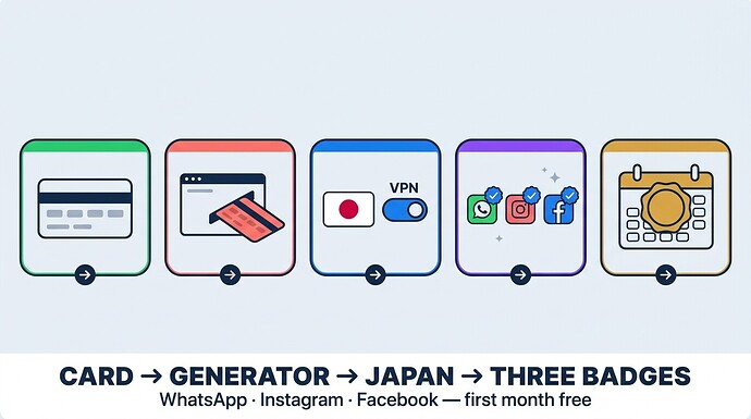 card, generator, Japan, three badges