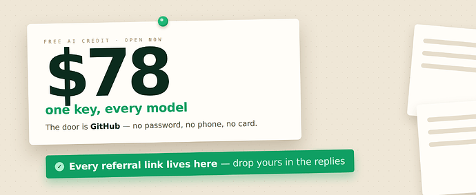 the board ā $78 of credit, one GitHub sign-in, everyone's link pinned below
