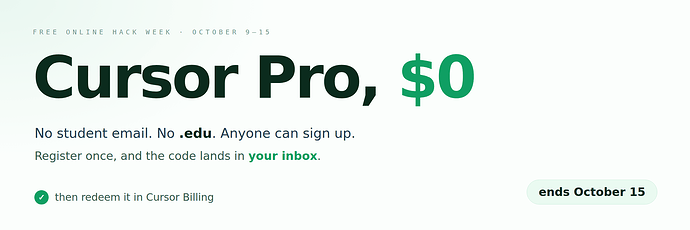 Cursor Pro at $0 β no student email, no .edu